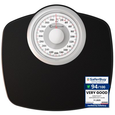 Adamson A25W Medical-Grade Scales for Body Weight - Up to 400 LB - New Version - Anti-Skid Rubber Surface Extra Large Numbers - High Precision Bathroom Scale Analog - Durable with 20-Year Assurance