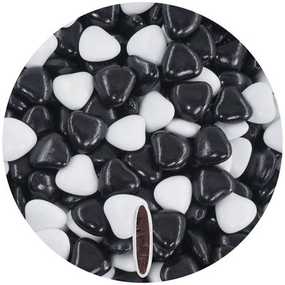 EinsSein 1kg Chocolate Sugared White and Black Shiny Chocolate Sweets Heart Favours Wedding Favors Almonds Candy Nikah Sekeri Mini Heart Shaped Chocolate