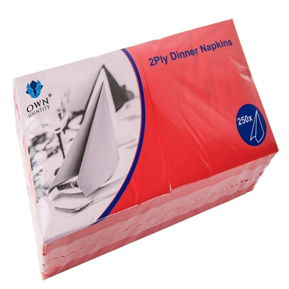 We Can Source It Ltd Red 40cm 2-Ply Paper Napkins Absorbent Dinner Serviettes with 4-Fold Square Design Ideal for Catering, and Events Strong and Disposable - 500 Napkins (2Pack)