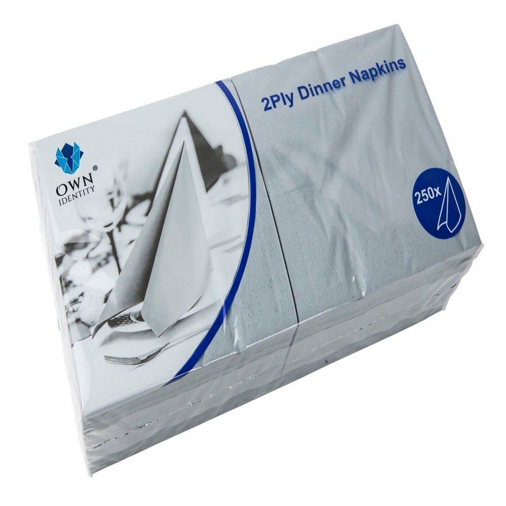 We Can Source It Ltd Grey 40cm 2-Ply Paper Napkins Absorbent Dinner Serviettes with 4-Fold Square Design Ideal for Catering, and Events Strong and Disposable - 500 Napkins (2Pack)