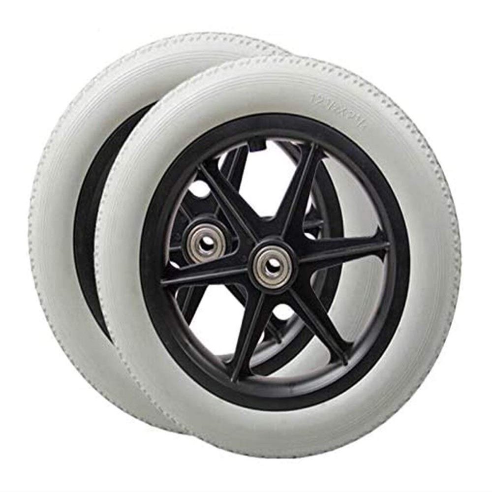 2pcs 12 Inch Manual Wheelchair Rear Wheel Caster Non-Inflatable Wheel Pu Tire Wheelchair Accessories Rear Wheel (Color : Gray)