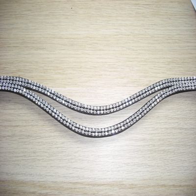 Curved Headband with Crystal Stones Stitched onto Leather (42cm)