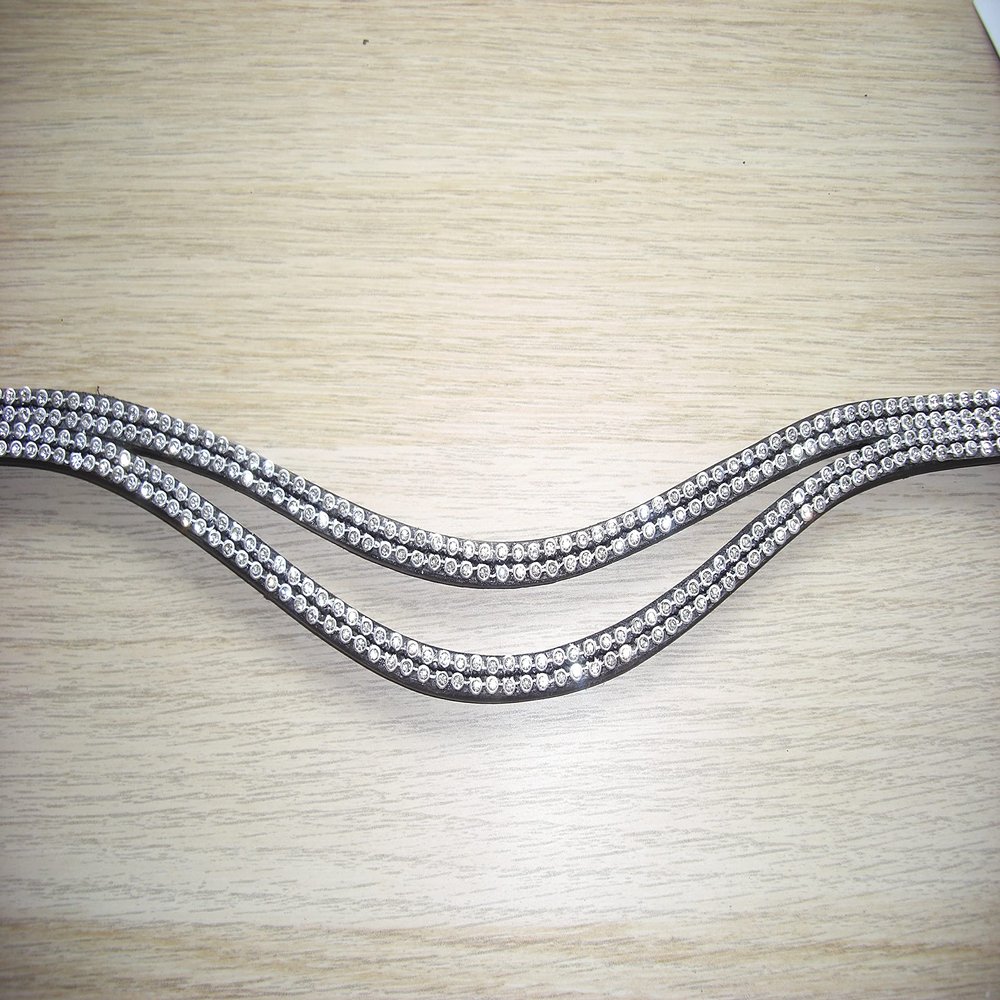 Curved Headband with Crystal Stones Stitched onto Leather (42cm)