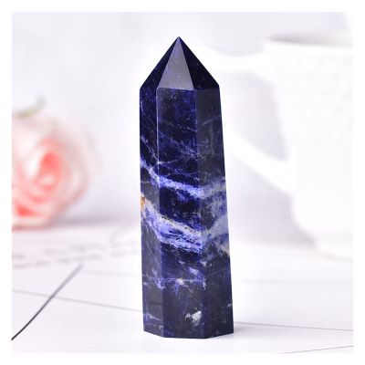 Kigauru Natural crystal rough 1PC Natural Stones Crystal Point 36 Color Tower Amethyst Rose Quartz Healing Stone Energy Ore Mineral Obelisk Home (Color : Sodalite, Size : 60-70mm)
