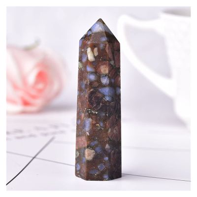 Kigauru Natural crystal rough 1PC Natural Stones Crystal Point 36 Color Tower Amethyst Rose Quartz Healing Stone Energy Ore Mineral Obelisk Home (Color : Glaucophane, Size : 60-70mm)