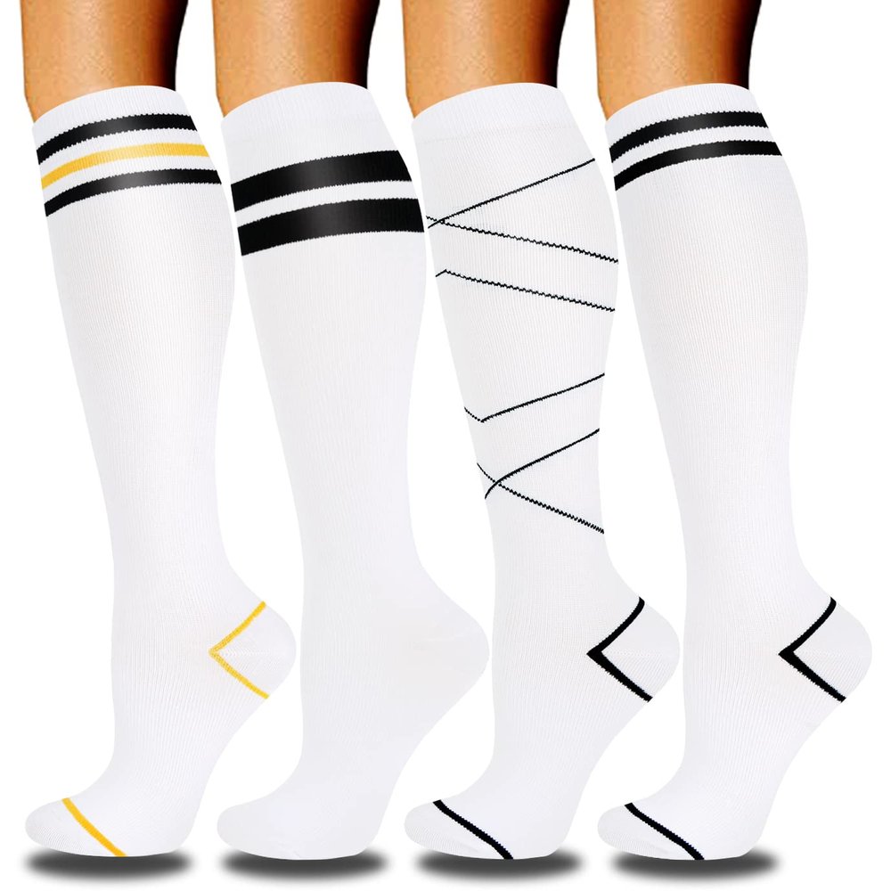 4 Pairs Compression Socks - Compression Socks for Women & Men Circulation - Best Support for Nurses, Running, Athletic