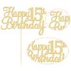 Gyufise 1Pc Gold Happy 15th Birthday Cake Topper Glitter 15th Birthday Cake Pick Cheers to 15 Years Old Fifteen Fabulous Cake Decorations for 15th Birthday Theme Party Supplies view 3