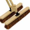 18 Stiff Broom Outdoor Heavy Duty with Wooden Handle Natural Bassine Hard Bristle Yard Brush Factory Warehouse Floors Commercial and Industrial Broom Strong Wooden Brush (Pack of 2) view 1