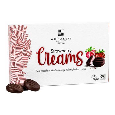 Dark Chocolate Strawberry Fondant Creams 150g | Strawberry Cream Chocolates | 55% Cocoa Dark Chocolate | Soft Fondant Centre | Luxury Gift Sweets | Whitakers Chocolates