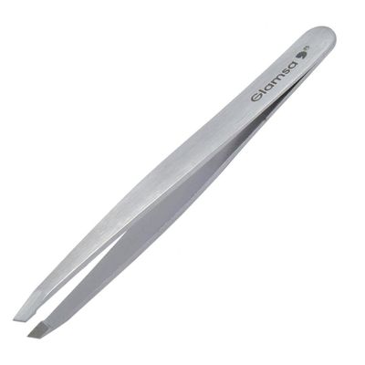 GLAMSA Tweezers for Eyebrows - Slant Tip Professional Stainless Steel Eyebrow Tweezers for Women & Men - Great Precision on Brow, Facial Hair & Ingrown Hair