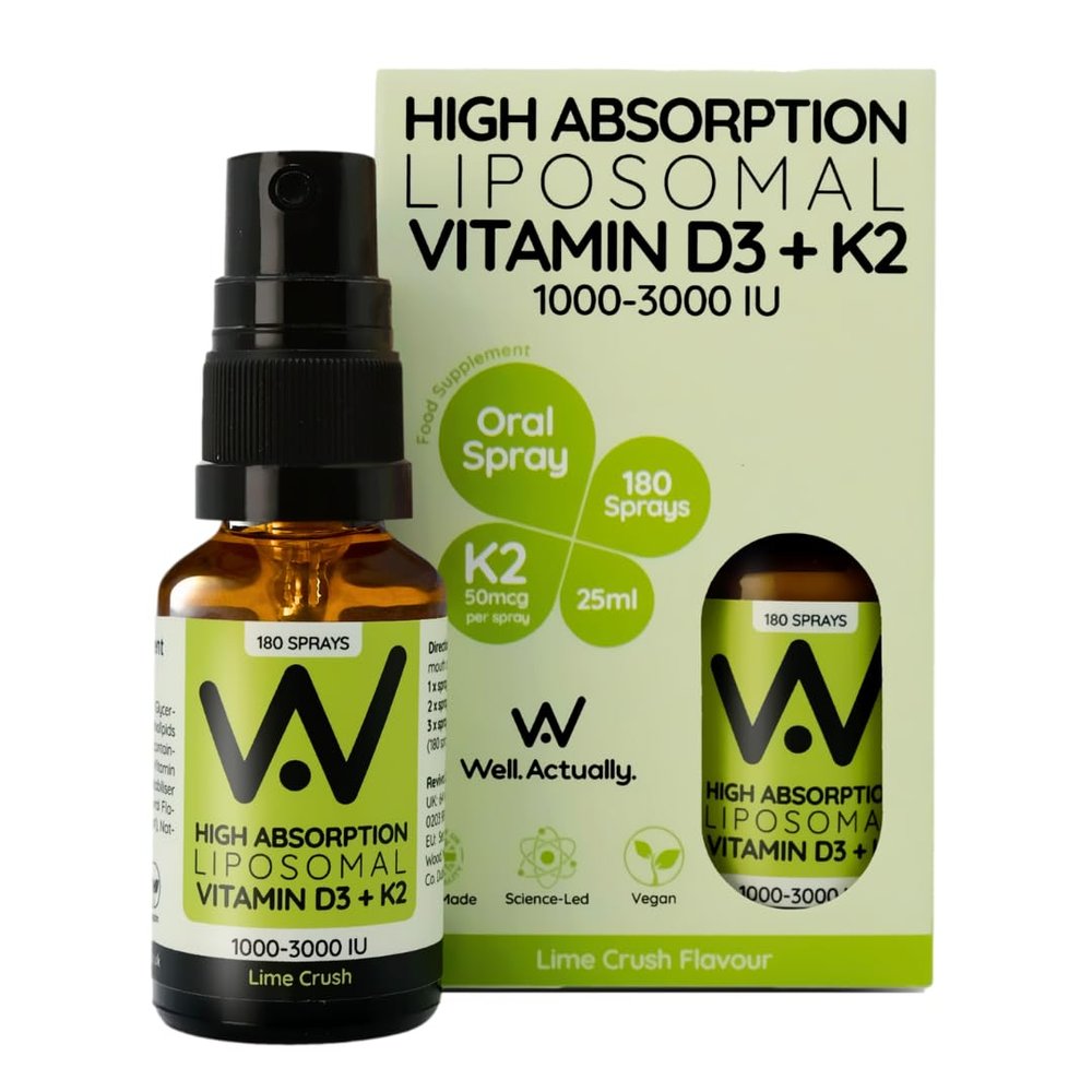 WELL ACTUALLY Liposomal Vitamin D3 2000 IU + K2 MK-7 100mcg Oral Spray