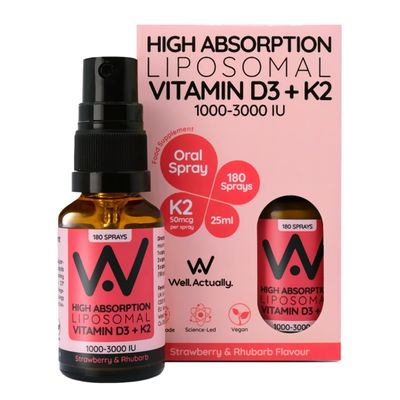 WELL ACTUALLY Liposomal Vitamin D3 2000 IU + K2 MK-7 100mcg Oral Spray
