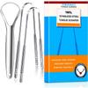ATETEO Tongue Scraper, 3 Pack 100% (Medical Grade) Professional Stainless Steel Tounge ScrappersTongue Cleaner Great for Banishes Bad Breath and Maintains Oral Care, Silver view 1
