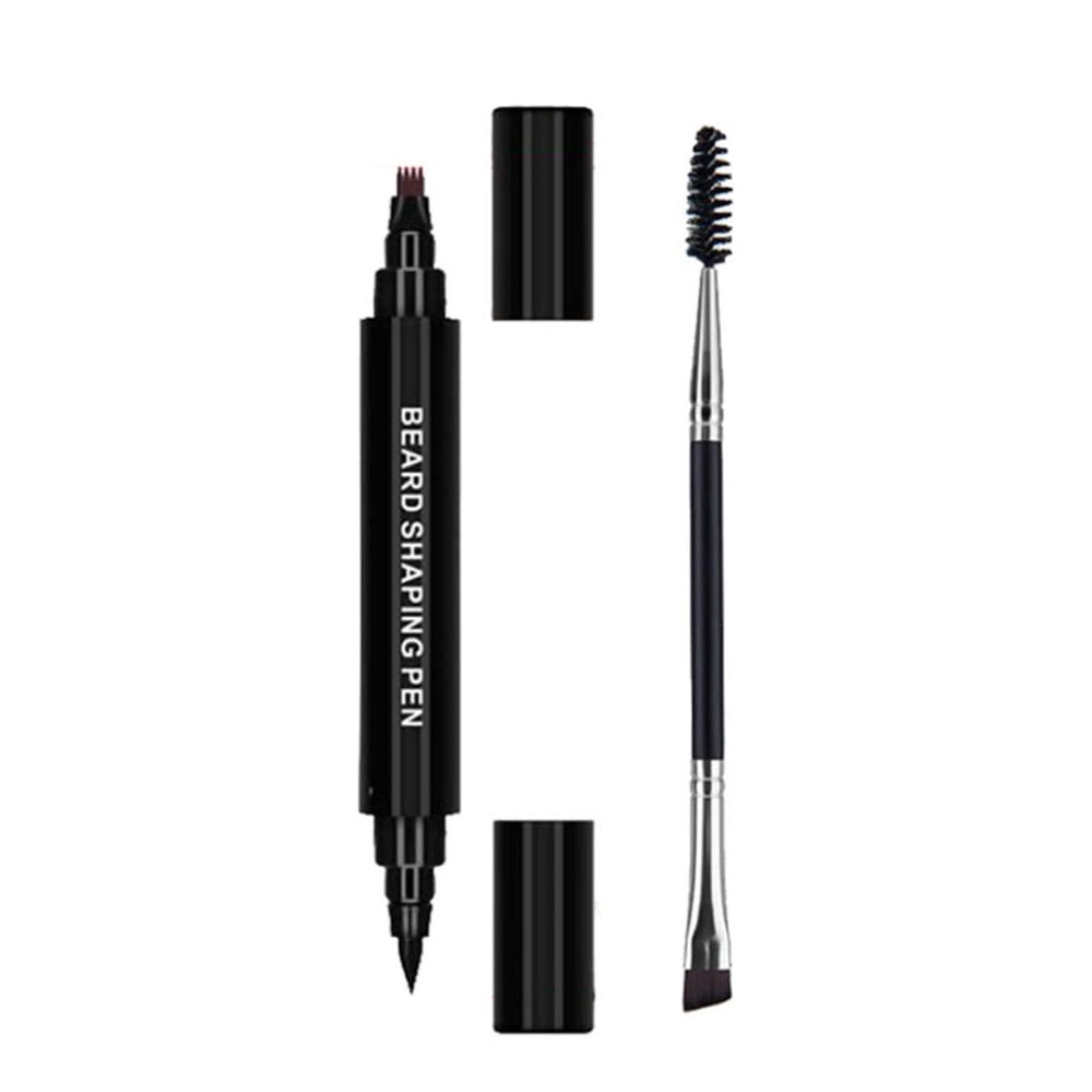Beard Filler Pen Pencil Brush Filling Kit Long-Lasting Waterproof Black for Gaps Thin Patchy Men Gift 2PCS,Beard Filler