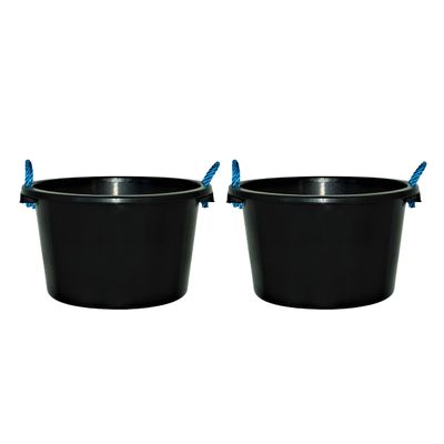 [  ] - 45L Rope Handle Black Bucket Heavy Duty Plasterers Tub Mixing Cement Water Storage Muck Bucket (  ) (45L)