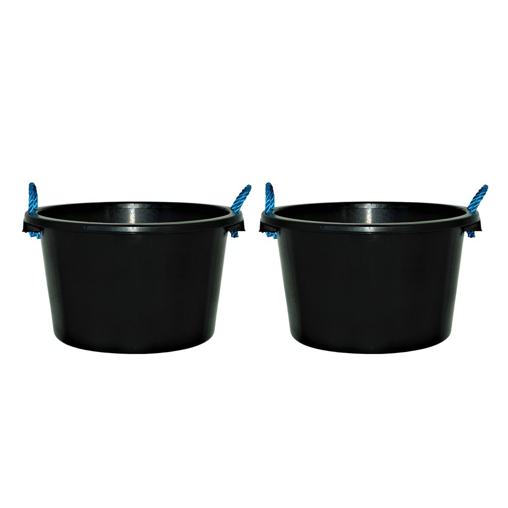 [  ] - 45L Rope Handle Black Bucket Heavy Duty Plasterers Tub Mixing Cement Water Storage Muck Bucket (  ) (45L)