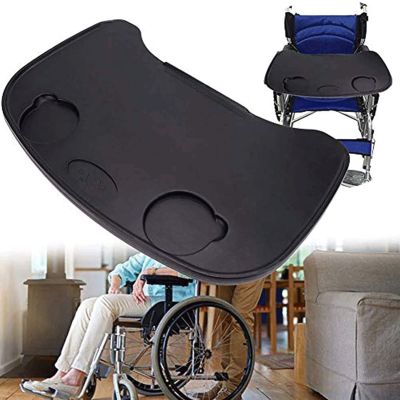 Wheelchair Lap Tray Table, Lap Top Wheelchair Desk With 2 Cup Holder, Detachable Tray Wheelchair Accessories For Writing, Reading Eating And Play Computer