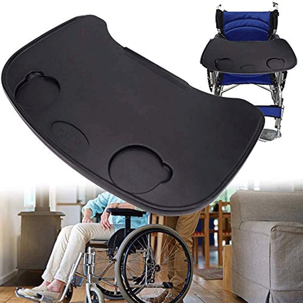 Wheelchair Lap Tray Table, Lap Top Wheelchair Desk With 2 Cup Holder, Detachable Tray Wheelchair Accessories For Writing, Reading Eating And Play Computer