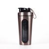 Ecoodisk 25oz (700ml) Stainless Steel Protein Shaker Bottle with Mixing Ball, Visible Window, Loop Top, Handle, Leak Proof, BPA Free.,B view 1