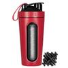 Ecoodisk 25oz (700ml) Stainless Steel Protein Shaker Bottle with Mixing Ball, Visible Window, Loop Top, Handle, Leak Proof, BPA Free.,A view 1