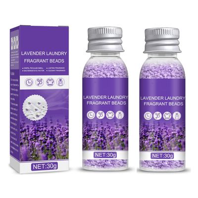 30g Lavender Laundry Beads, Laundry Scent Booster Beads for Washer, Odor Elimination Fabric Softener Beads Provides Long-Lasting Fragrance (2 Pcs)