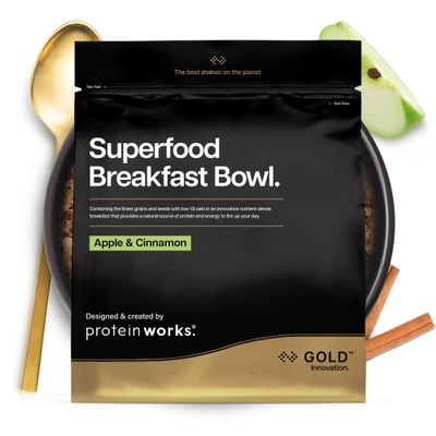 Protein Works | Superfood Breakfast Bowl - GOLD Innovation, Award-Winning Protein Cereal, High Protein Breakfast, Grains, Seeds, Oats, High Fibre, Apple & Cinnamon, 40 Servings, 2.4kg