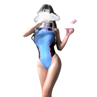 SINMIUANIME Women's One-Piece Anime Swimsuit Party High Cut Bodysuit Cosplay Leotard Teddy Lingerie Set (Rabbit)
