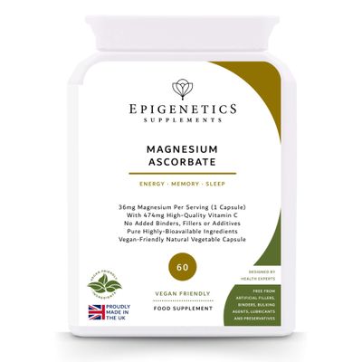 Magnesium Ascorbate | Magnesium + Buffered Vitamin C Supplement | High Strength | 60 Vegan Friendly Capsules UK Made Supplements | Generous 2 Month Supply.