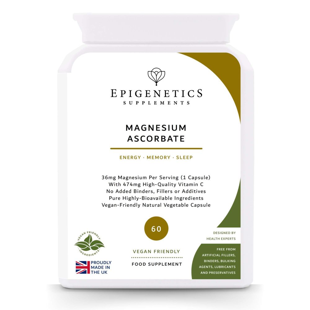 Magnesium Ascorbate | Magnesium + Buffered Vitamin C Supplement | High Strength | 60 Vegan Friendly Capsules UK Made Supplements | Generous 2 Month Supply.