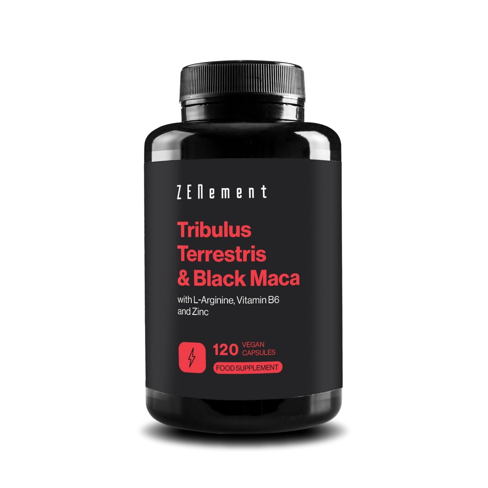 Tribulus Terrestris & Black Maca with L-Arginine, Zinc & Vitamin B6  Formula for Male Vitality  120 Vegan Capsules  Zenement