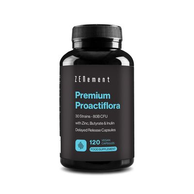 Probiotics, Prebiotics and Postbiotics for Gut Health, 120 Delayed-Release Capsules - 30 Strains (80 Billion CFU) per Dose + Inulin + Butyrate + Zinc - Digestive Support and Immune System