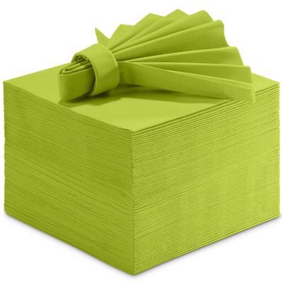 Linen-Feel Colored Paper Napkins - Decortive Cloth-Like KIWI Luncheon Napkins - Soft And Absorbent. For Kitchen, Party, Wedding, Dinner Or Any Occasion. (Pack of 50)