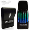 Eyelash Extension Tweezers - Razor Edge Professional Stainless Steel Angled Curved Pointy Precision tweezer Set for Single lash, 3D-6D Volume Lashes, Hair Removal (5 Pcs) with case view 2