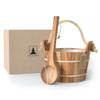 Northwood Sauna - Sauna Bucket and Ladle Set - Handmade from Canadian Red Cedar Wood - Plastic Liner and Rope Handle view 1