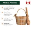 Northwood Sauna - Sauna Bucket and Ladle Set - Handmade from Canadian Red Cedar Wood - Plastic Liner and Rope Handle view 2