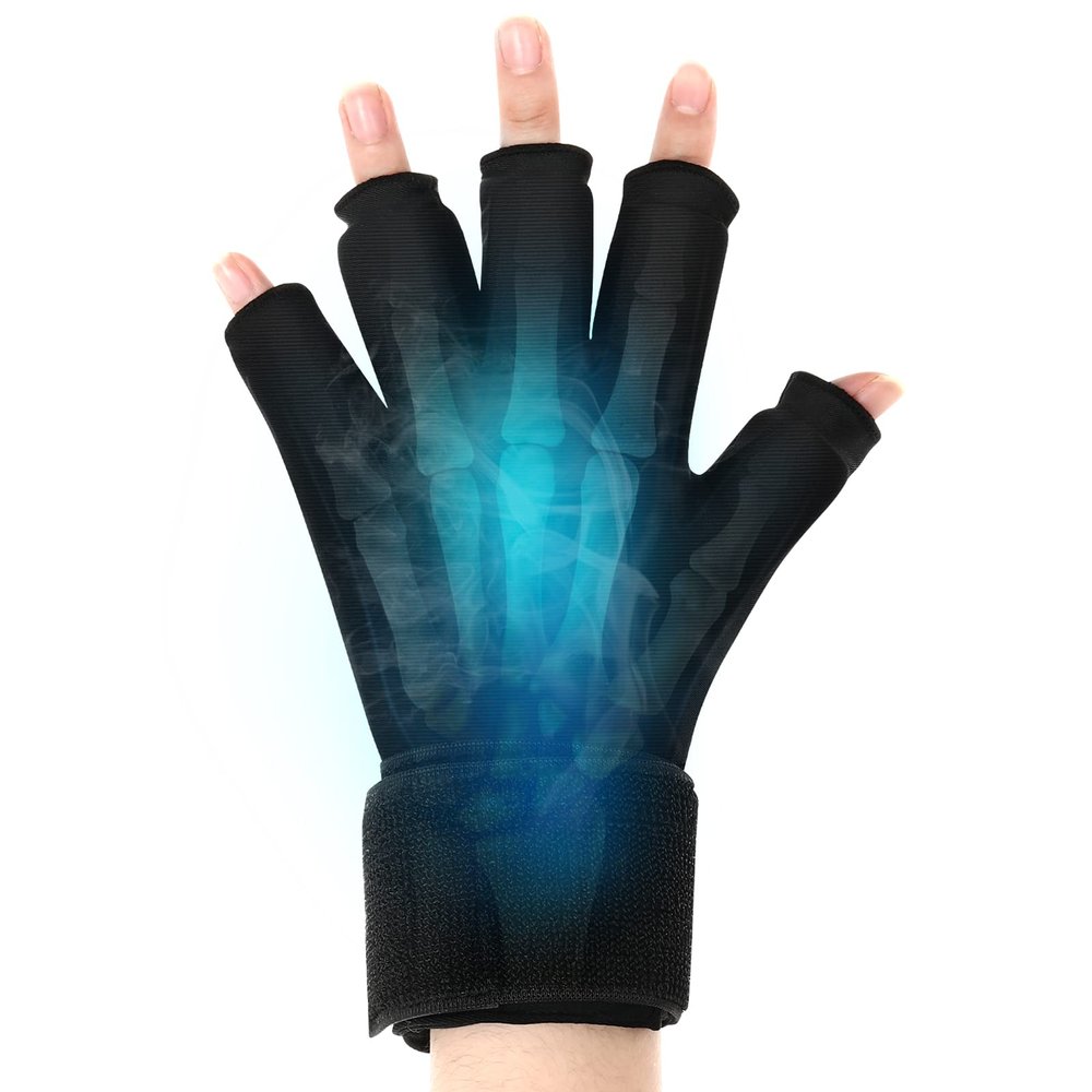 Tolaccea Finger Ice Glove for Arthritis Pain Relief, Adjustable Wrist Strap Hand Compression Ice Pack for Hot & Cold Therapy, Reusable Gel Cold Pack for Tendinitis, Carpal Tunnel (S)