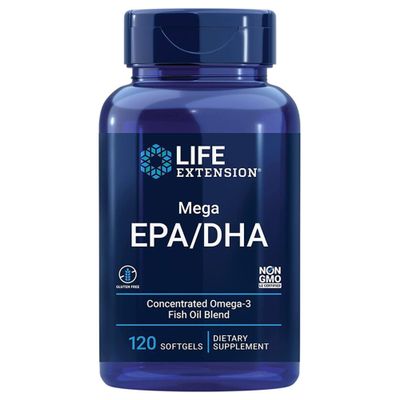 Life Extension, Mega EPA/DHA, Omega-3 from Fish Oil, 120 Softgels, Gluten-Free, SOYA-Free, Non-GMO