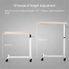 GUNEL Medical Overbed Bedside Table with Rolling Wheels, Height Adjustable Hospital Bed End Table C Shape Sofa Side Table, Laptop Table, 80x40x106cm view 3