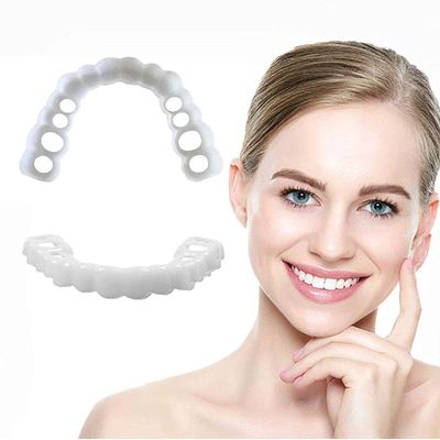 2 Pairs of Upper and Lower Teeth Veneers, Smile Instant Temporary Teeth Kit Decor, Perfect Braces and Whitening Alternatives for Everyone