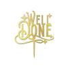 Graduation Well Done Cake Toppers wooden Gold Glitter Caketopper custom Cake Topper Class of 2022 Cake Pick Decorations for 2022 Graduation Theme School Boys Girls Graduate Party Supplies view 2