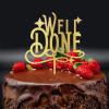 Graduation Well Done Cake Toppers wooden Gold Glitter Caketopper custom Cake Topper Class of 2022 Cake Pick Decorations for 2022 Graduation Theme School Boys Girls Graduate Party Supplies view 4