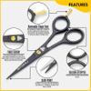 STONLI 5" Beard and Moustache Scissors with Comb & Pouch - Small Hairdressing Scissors - Nose, Ear & Eyebrows Hair Scissor (Black) view 3