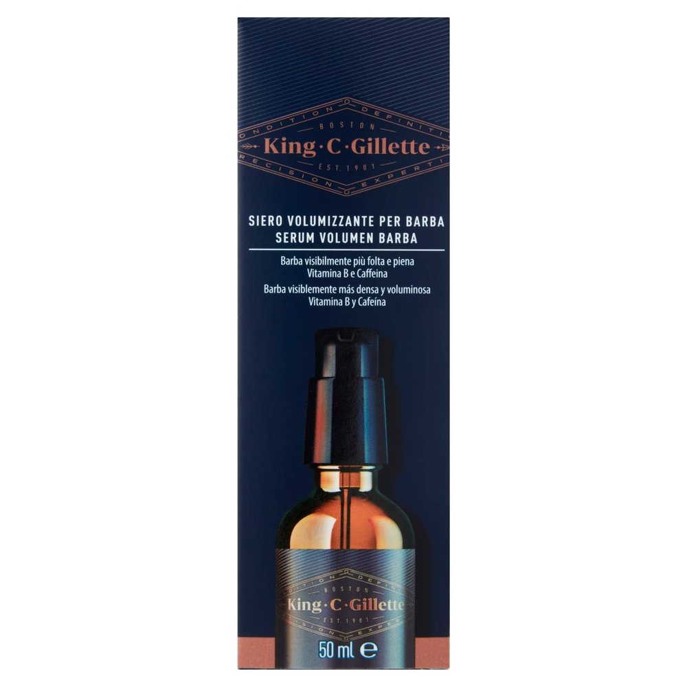 King C. Gillette Beard Serum Volume Beard Care for Men with Vitamin B Complex and Caffeine 50ml Gift Idea for Men
