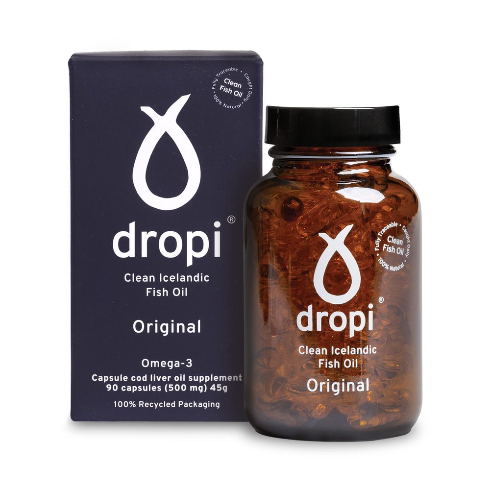 Dropi Icelandic Fish Oil - Extra Virgin Cod Liver Oil (EVCLO) - Natural Source of Vitamin A & D3 - Cold-Processed, Traceable & Pure from The Westfjords Pristine Atlantic Fishing Grounds (90 x 500mg)