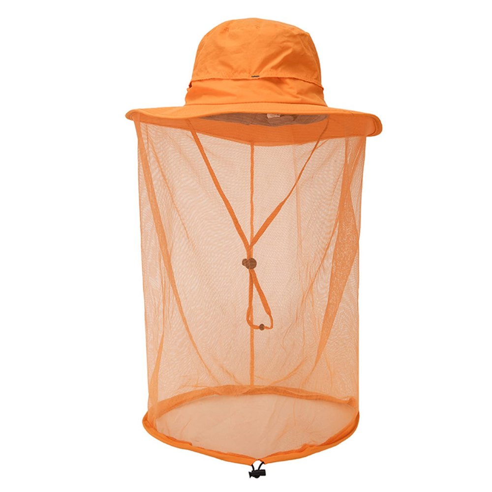 VanderHOME Mosquito Head Net Hat Sarifi Hiking Cap Protection from Mosquito Insect Bug Bee Gnats for Men/Women Outdoor Sun Protection Beekeeping Hat with Veil for Gardening and Honey Gathering Orange