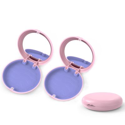 Aligner and Retainer Case, YOUYA DENTAL 2PCS Solid Orthodontic Aligner Retainer Case Denture False Box, Mouthguard Case Holder Protective Case with Mirror for Oral Care Dentisty - Pink