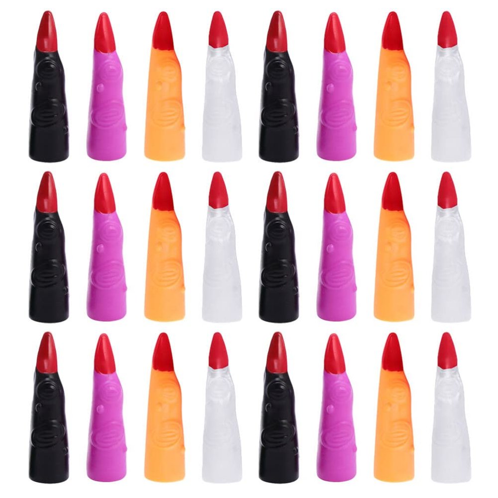 FOMIYES 40pcs Colorful Fake Halloween Nail Covers Witch Finger Nails Diy False for Cosplay Party Finger Decor Props