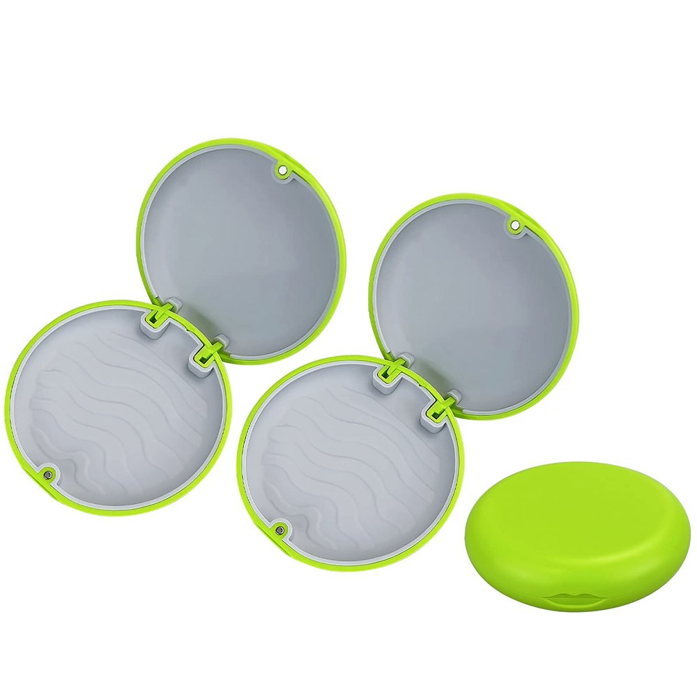 Aligner and Retainer Case, YOUYA DENTAL 2PCS Solid Orthodontic Aligner Retainer Case Denture False Box, Mouthguard Case Holder Protective Case for Oral Care Dentisty - Green