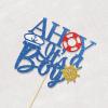 Ahoy It's a Boy Cake Topper, Nautical Theme Gender Reveal Party Decorations, Hello Baby Boy - Welcome Baby Boy Sign Cake Decors, Glittery Navy Blue Baby First Birthday Supplies view 3