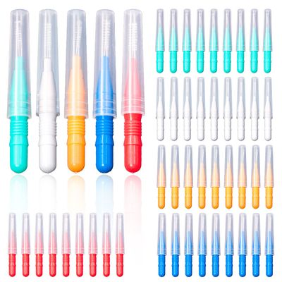 50 Pieces Interdental Brush,Toothpicks Tooth Flossing Head Oral Dental Hygiene Brush,Teeth Cleaner Dental Floss Stick Tooth Cleaning ToolBraces Dental Brush Flosser for Cleaner Interdental Brush